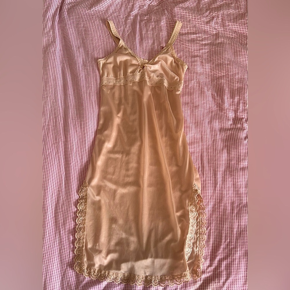 Cream Lace Slip Dress
